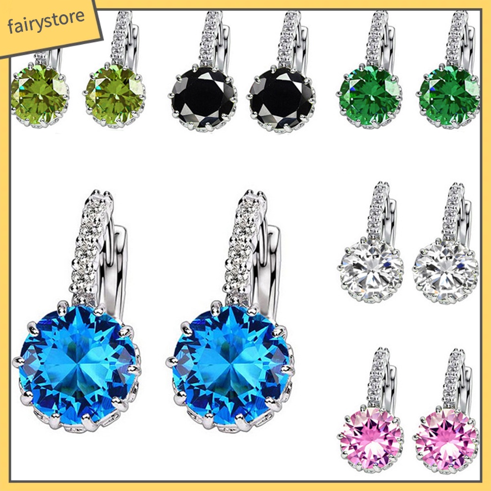 Khuyên Tai Tròn Đính Đá Zircon Thời Trang Cho Nữ