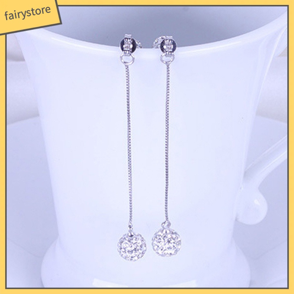 Bông Tai Dáng Dài Đính Đá Phối Tua Rua Sang Trọng Cho Nữ