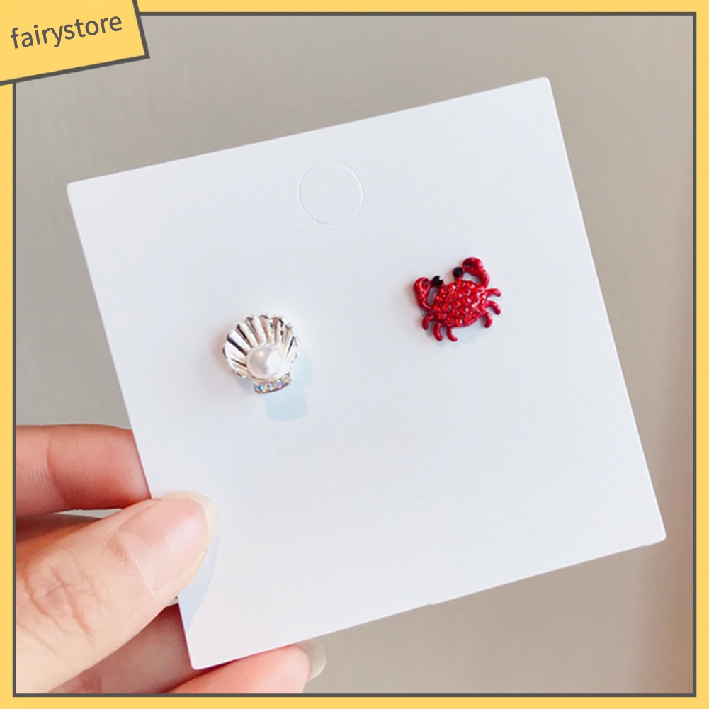 Khuyên Tai Hình Con Cua Đính Ngọc Trai Giả Dễ Thương