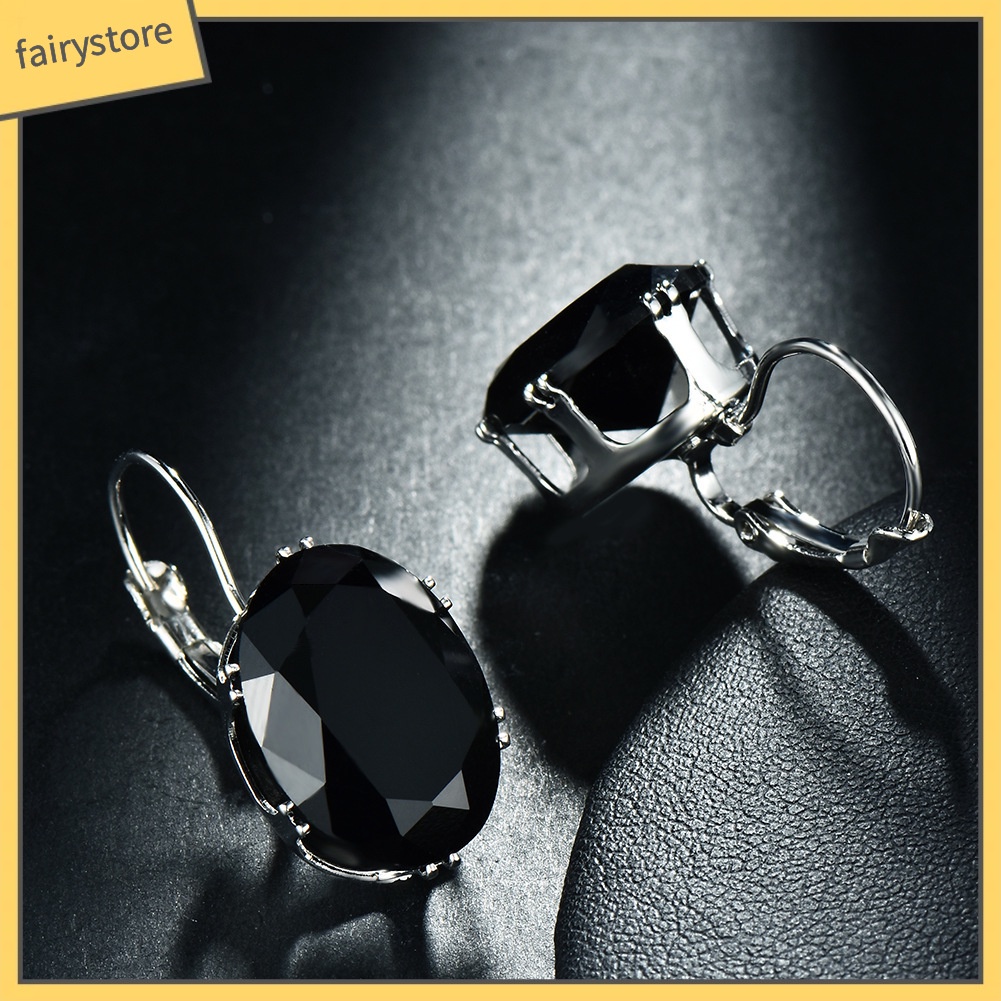 Bông Tai Hình Oval Đính Đá Zircon Thời Trang Dành Cho Nữ