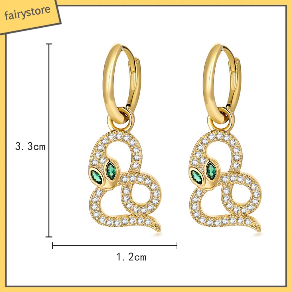 [FRO] 1 Đôi Bông Tai Hình Rắn Đính Đá Lấp Lánh Trang Sức Dự Tiệc