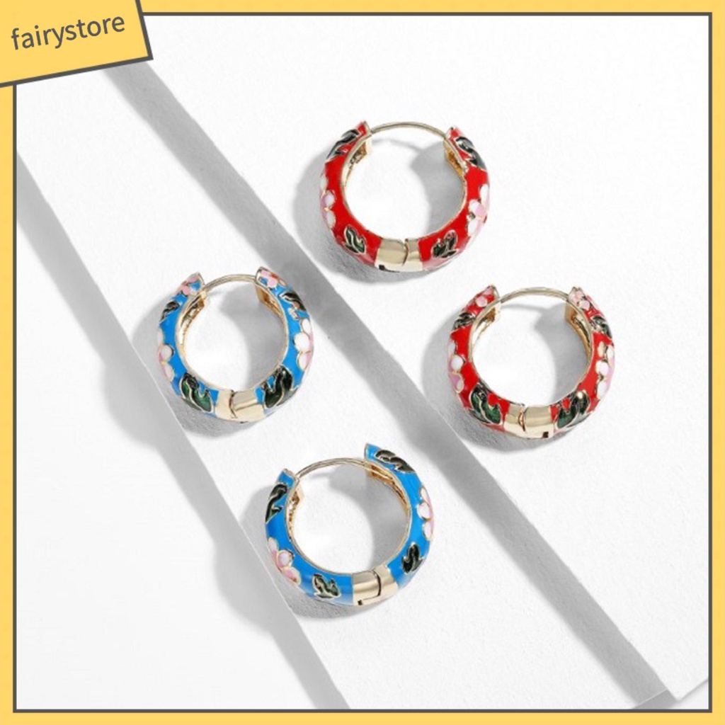 1 Đôi Bông Tai Tròn Họa Tiết Hoa Đính Đá Zircon Phong Cách Vintage Thanh Lịch