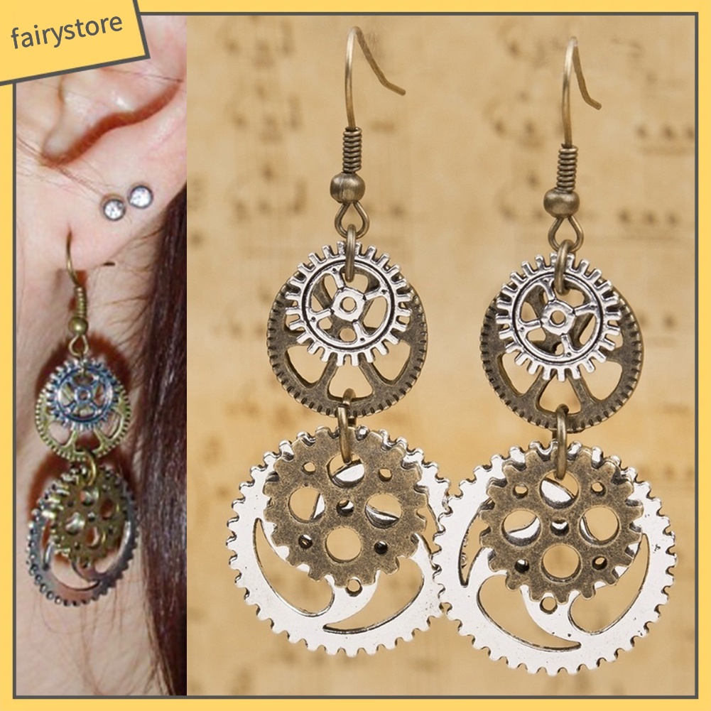 Đôi Khuyên Tai Dài Hình Bánh Răng Thời Trang Cho Nữ