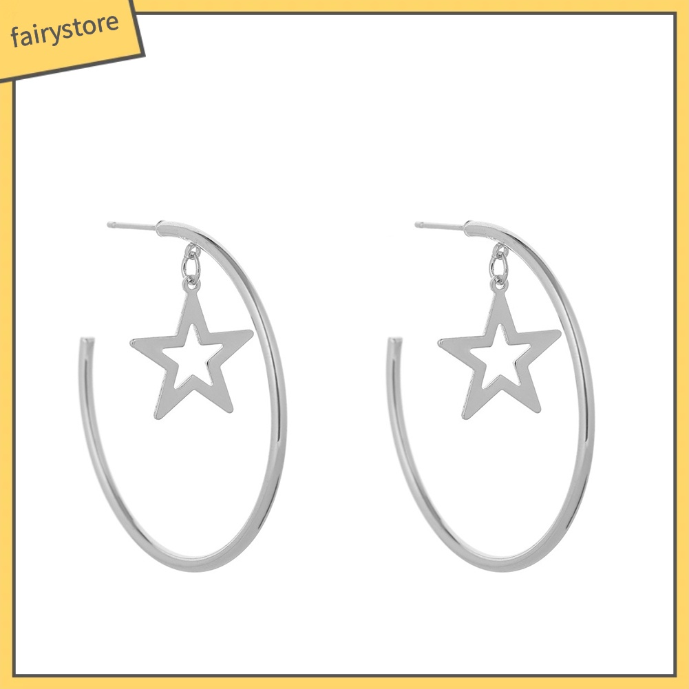 Bông Tai Dạng Vòng Hở Hình Ngôi Sao Lớn Thời Trang Dự Tiệc Cho Nữ