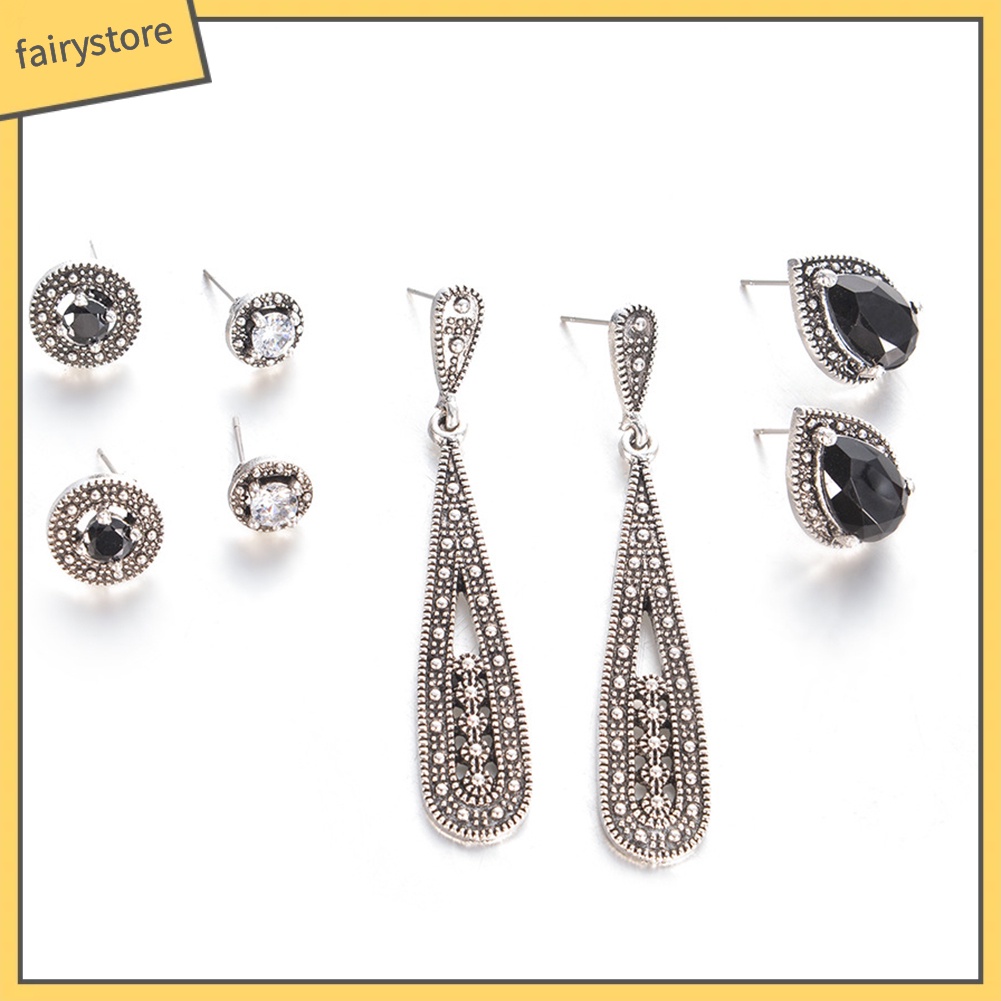 Set 4 Đôi Khuyên Tai Phong Cách Cổ Điển Thanh Lịch Dành Cho Nữ
