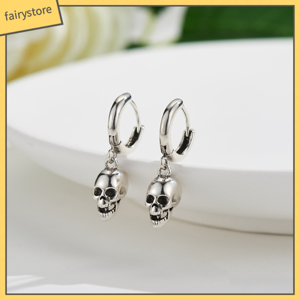 1 Đôi Bông Tai Hình Đầu Lâu Phong Cách Punk Vintage Dễ Phối Đồ Dành Cho Nữ