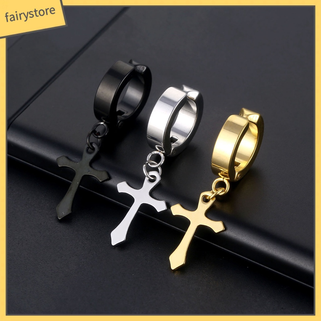 1 Đôi Bông Tai Hình Chữ Thập Phong Cách Hip Hop Đơn Giản Dành Cho Nam Nữ