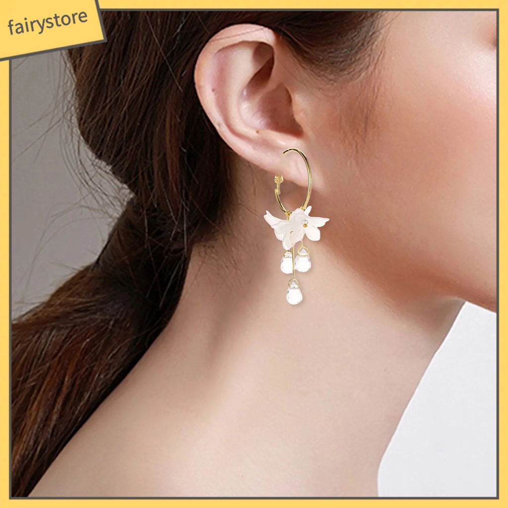 1 Đôi Bông Tai Tròn Lớn Đính Đá Không Gây Dị Ứng Thời Trang Cho Nữ