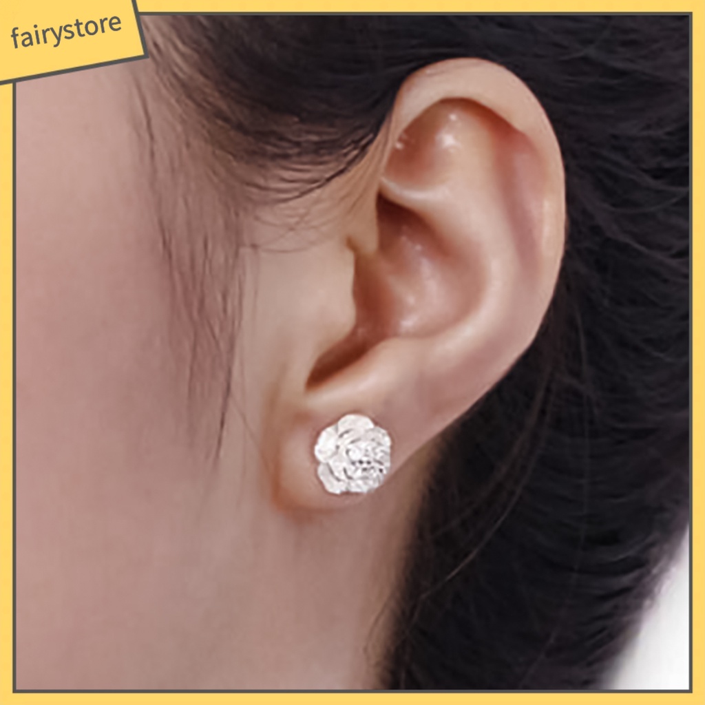 1 Đôi Bông Tai Mạ Bạc Hình Hoa Lãng Mạn Thời Trang Dành Cho Nữ