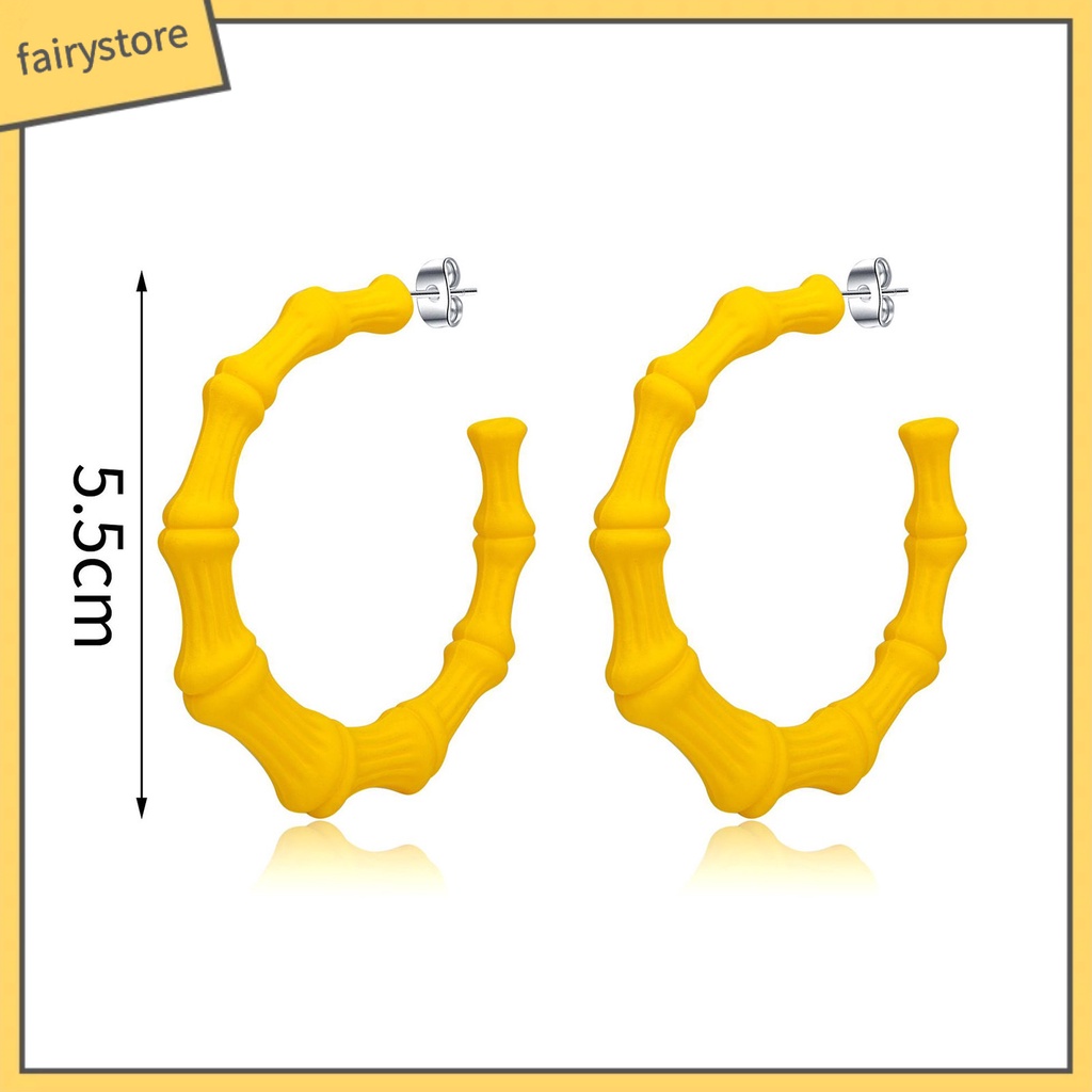 1 Đôi Bông Tai Hình Chữ C Bằng Tre Chống Phai Màu Thời Trang