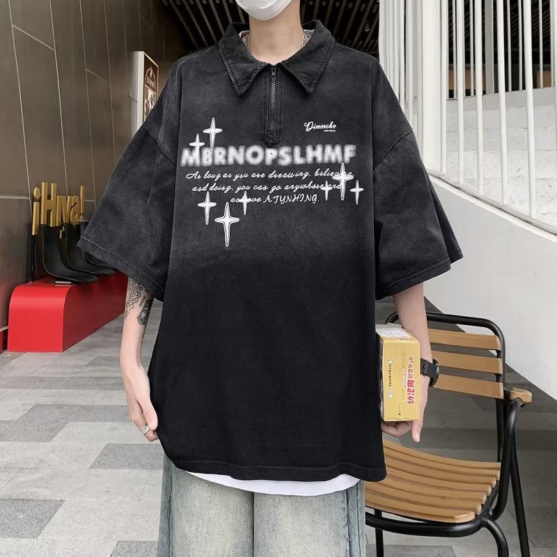 Áo Thun polo Ngắn Tay Phong Cách Đường Phố Mỹ Cá Tính