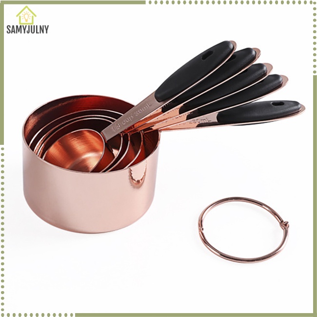 Bộ 5 Muỗng Đo Lường Bằng Thép Không Gỉ Có Tay Cầm Tiện Dụng