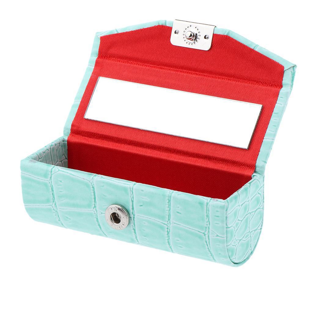 Hộp Da Đựng Son Môi Màu Nâu Cameo Có Gương Soi