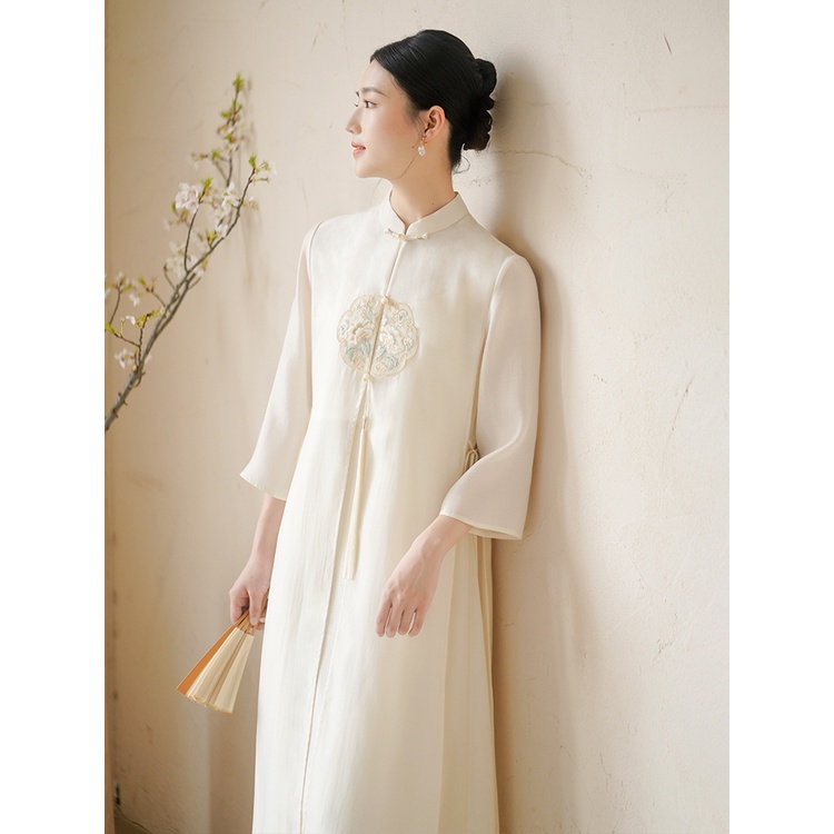 Đầm Sườn Xám Cách Tân Dáng Dài Phong Cách Trung Hoa