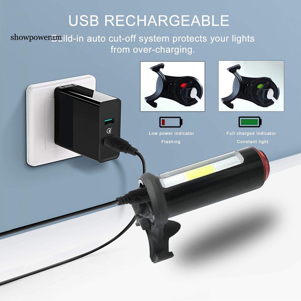 Đèn LED Cảnh Báo Gắn Đuôi Xe Đạp Có Thể Sạc Lại Bằng Cổng USB Xoay 360 Độ