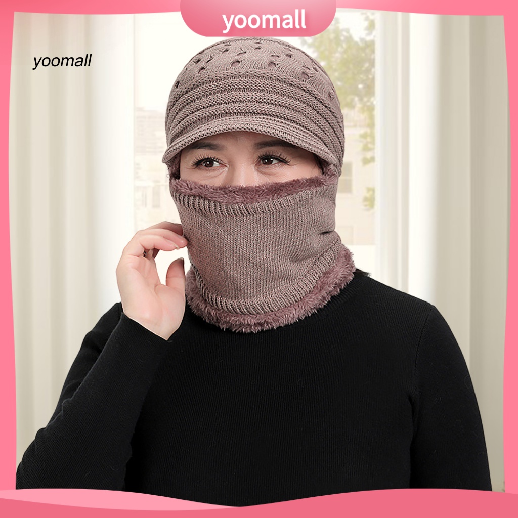 Mũ Len Dệt Kim Dày Dặn Màu Trơn Che Phủ Tai Thời Trang Thu Đông Dành Cho Nữ