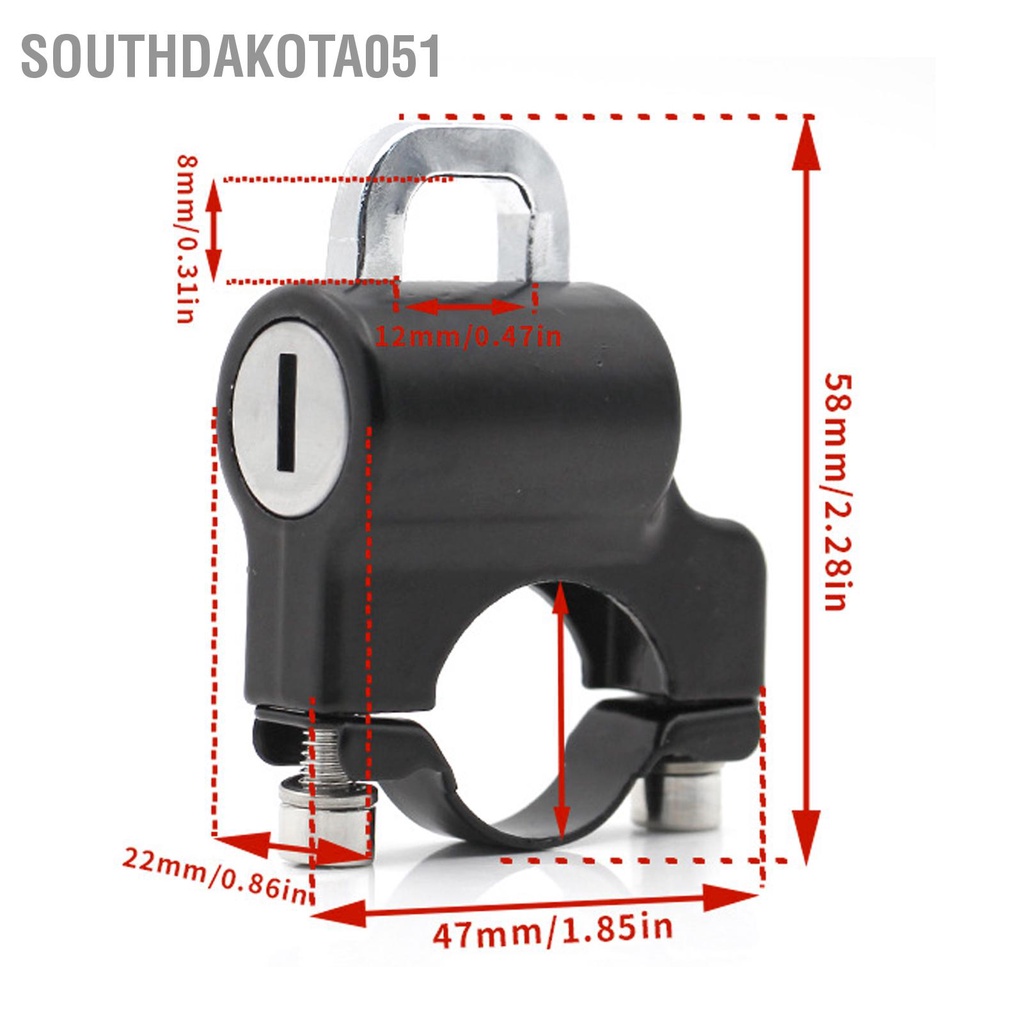 Southdakota051 Khóa mũ bảo hiểm xe máy kim loại mật 2 phím cho tay lái 0.9‑1.1in Đa năng