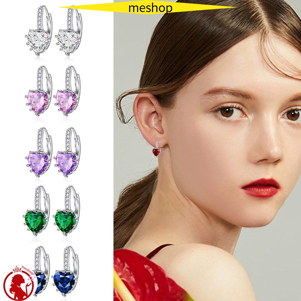 Set 2 Đôi Bông Tai Hình Trái Tim Lấp Lánh Phong Cách Hàn Quốc