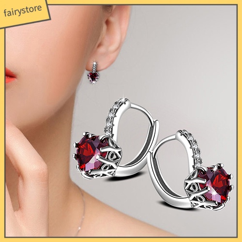 Bông Tai Đeo Vành Tai Hình Trái Tim Đính Đá Zircon Thời Trang Cho Nữ