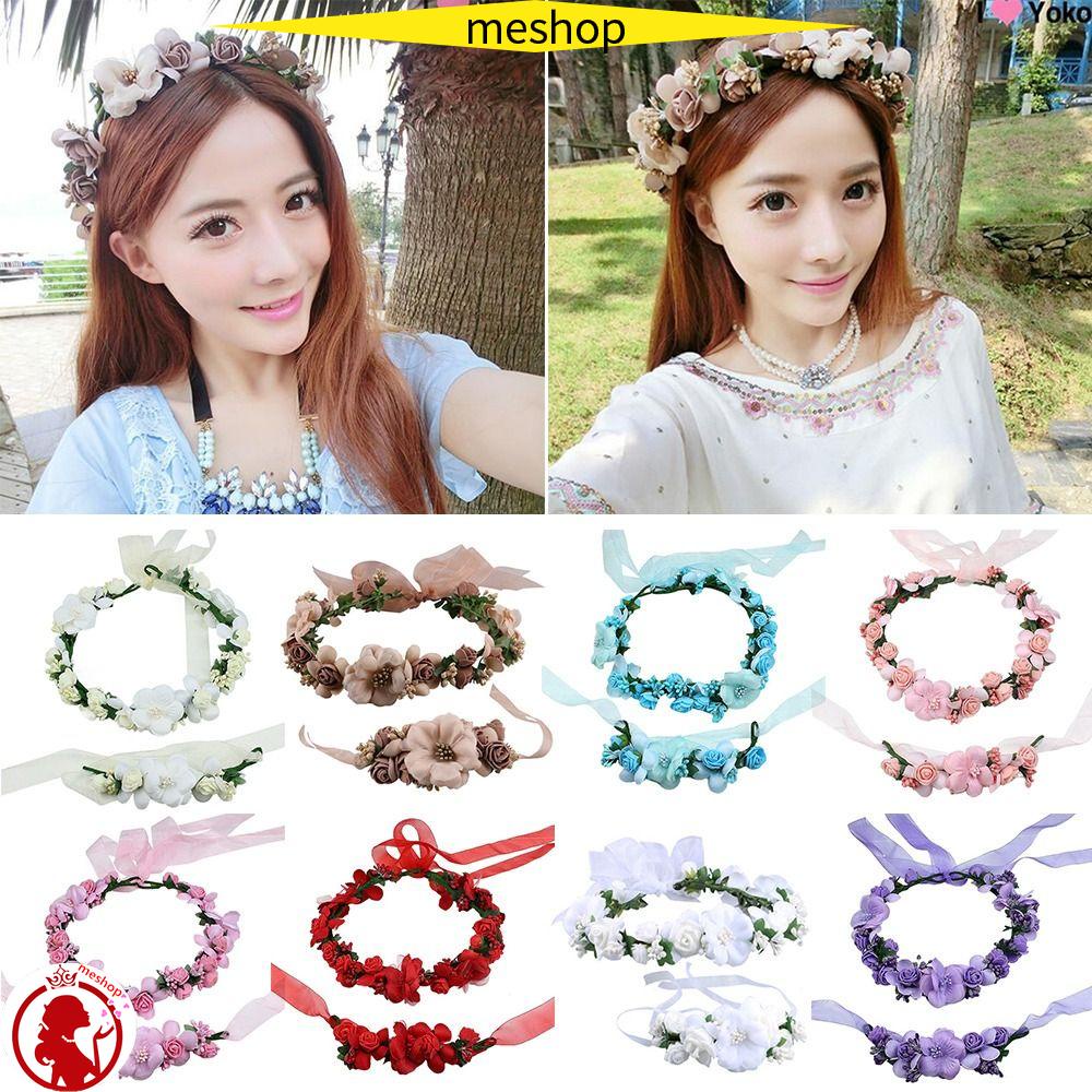 Vòng Hoa Hướng Dương Màu Sắc Trắng Dùng Làm Đạo Cụ Chụp Ảnh Cô Dâu