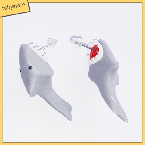 Bông Tai Hình Cá Mập 3D Bằng Đất Sét Polymer Dễ Thương Cho Nữ