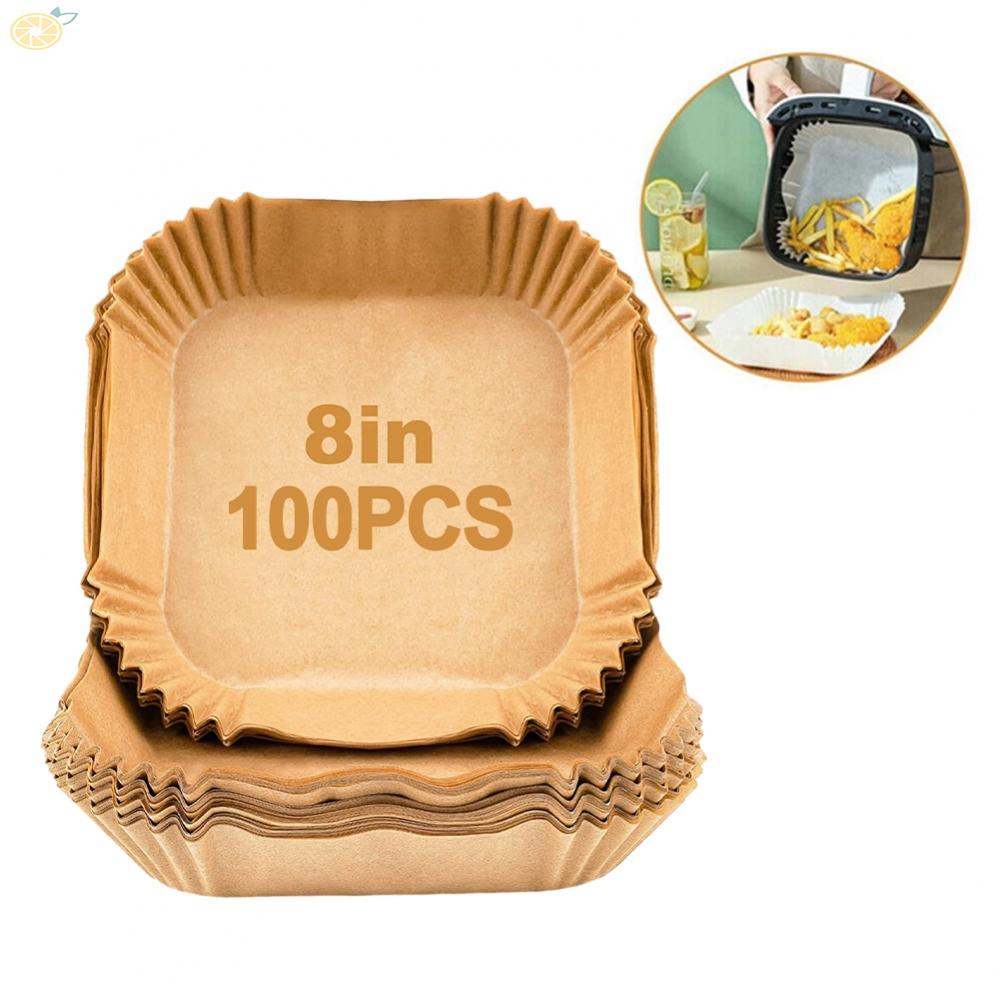 【VARSTR】100PCS Air Fryer Parchment Paper Liner Non Stick Square &amp; Round Parchment Steamer Mats for Healthy Meals