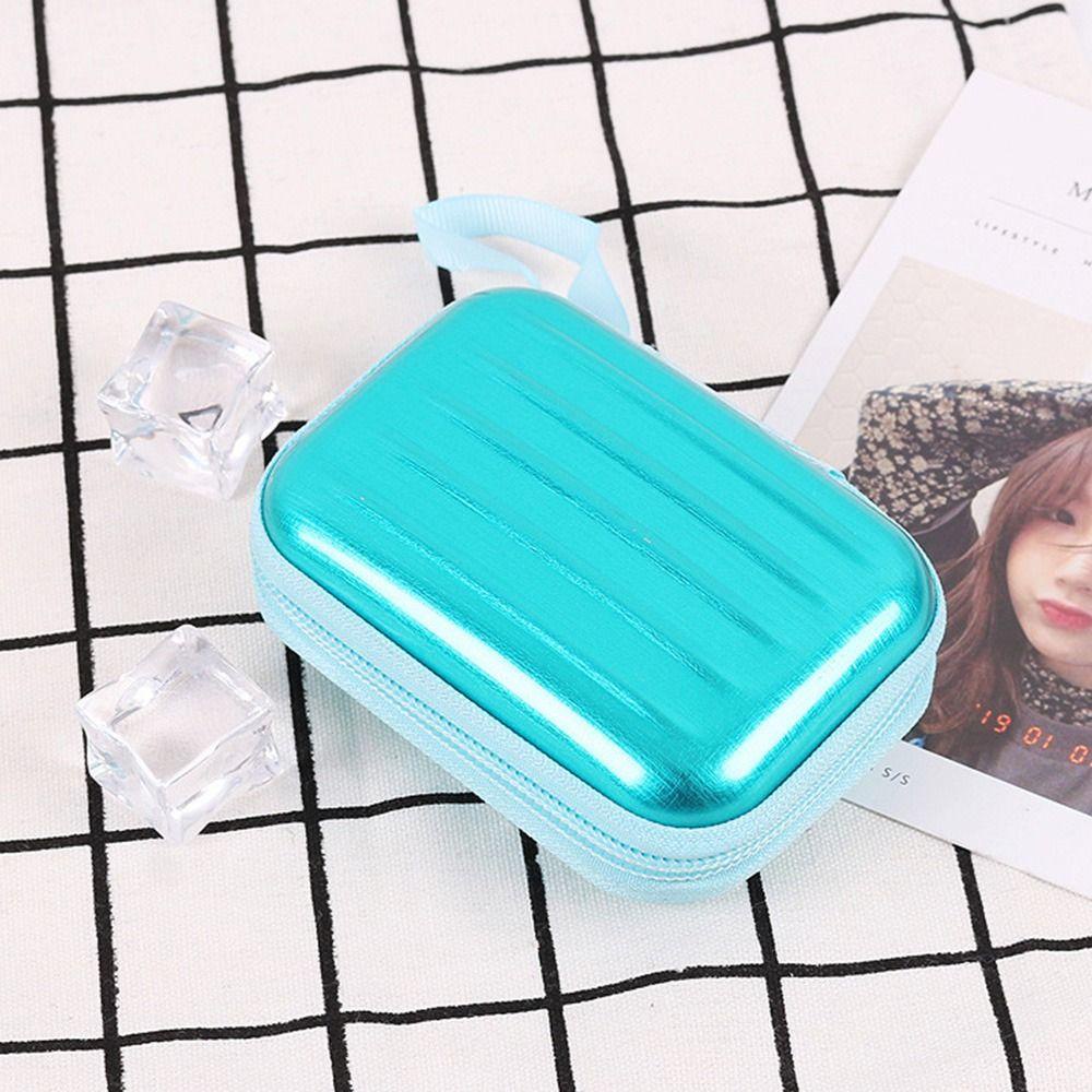 Ví Đựng Tai Nghe / Cáp Sạc Hình Vuông Mini Bằng Thiếc Có Khóa Kéo Họa Tiết Hoạt Hình Sáng Tạo
