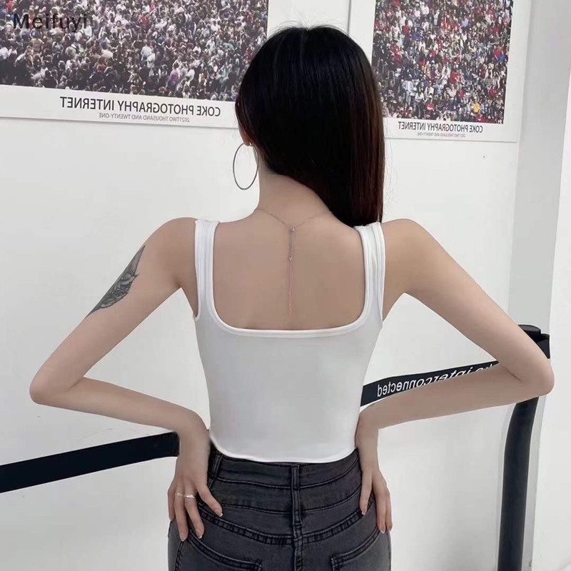 Áo Hai Dây Màu Sắc Đơn Giản Có Đệm Ngực Cho Nữ