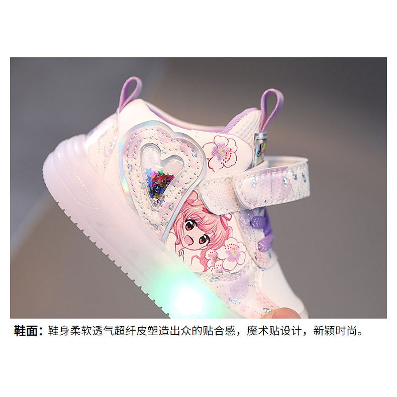 Giày Thể Thao Bề Mặt Da Phát Sáng Phong Cách Mới 2023 Dành Cho Bé Gái