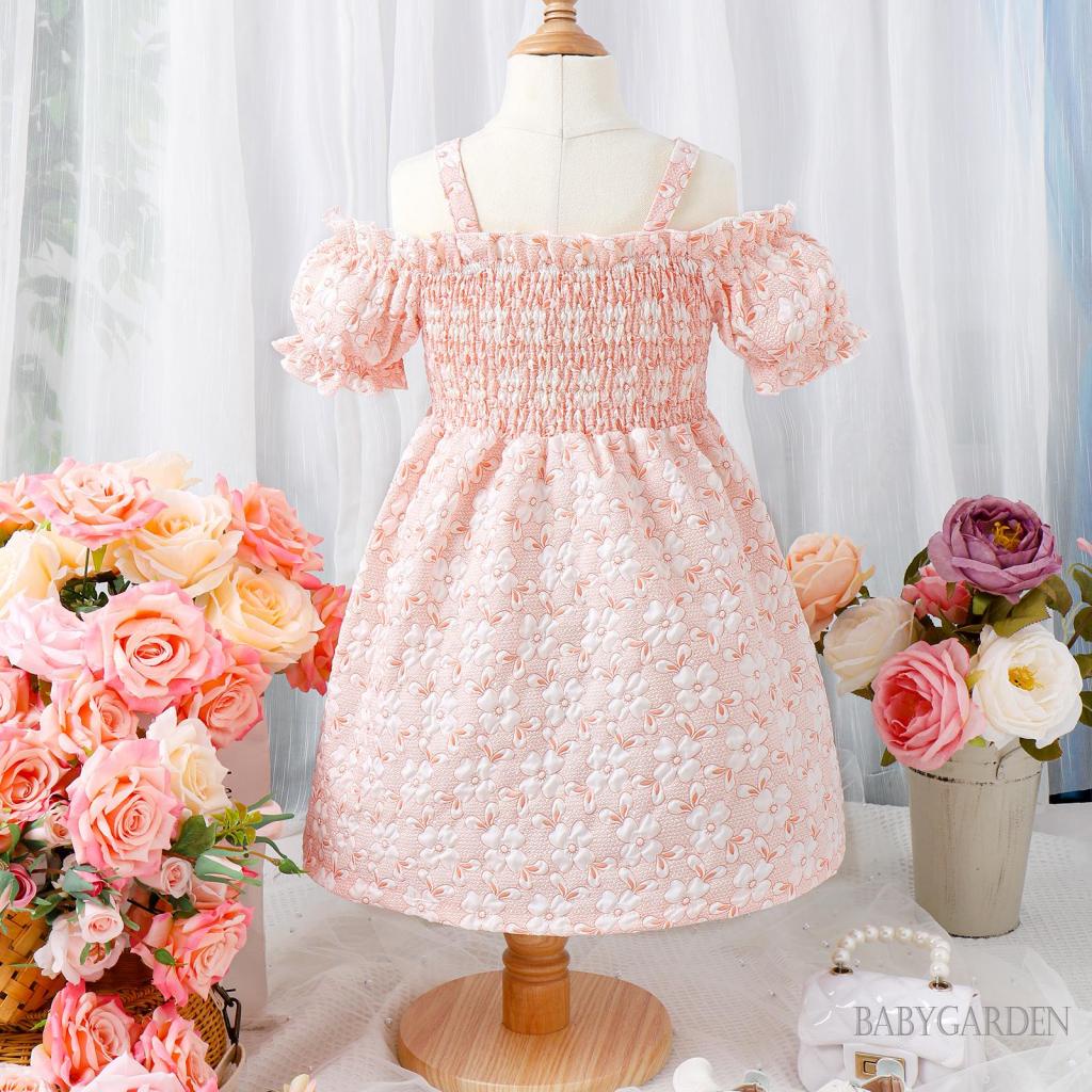 Đầm Chữ A Tay Ngắn In Hoa Thời Trang Mùa Hè Cho Bé Gái 3-7 Tuổi