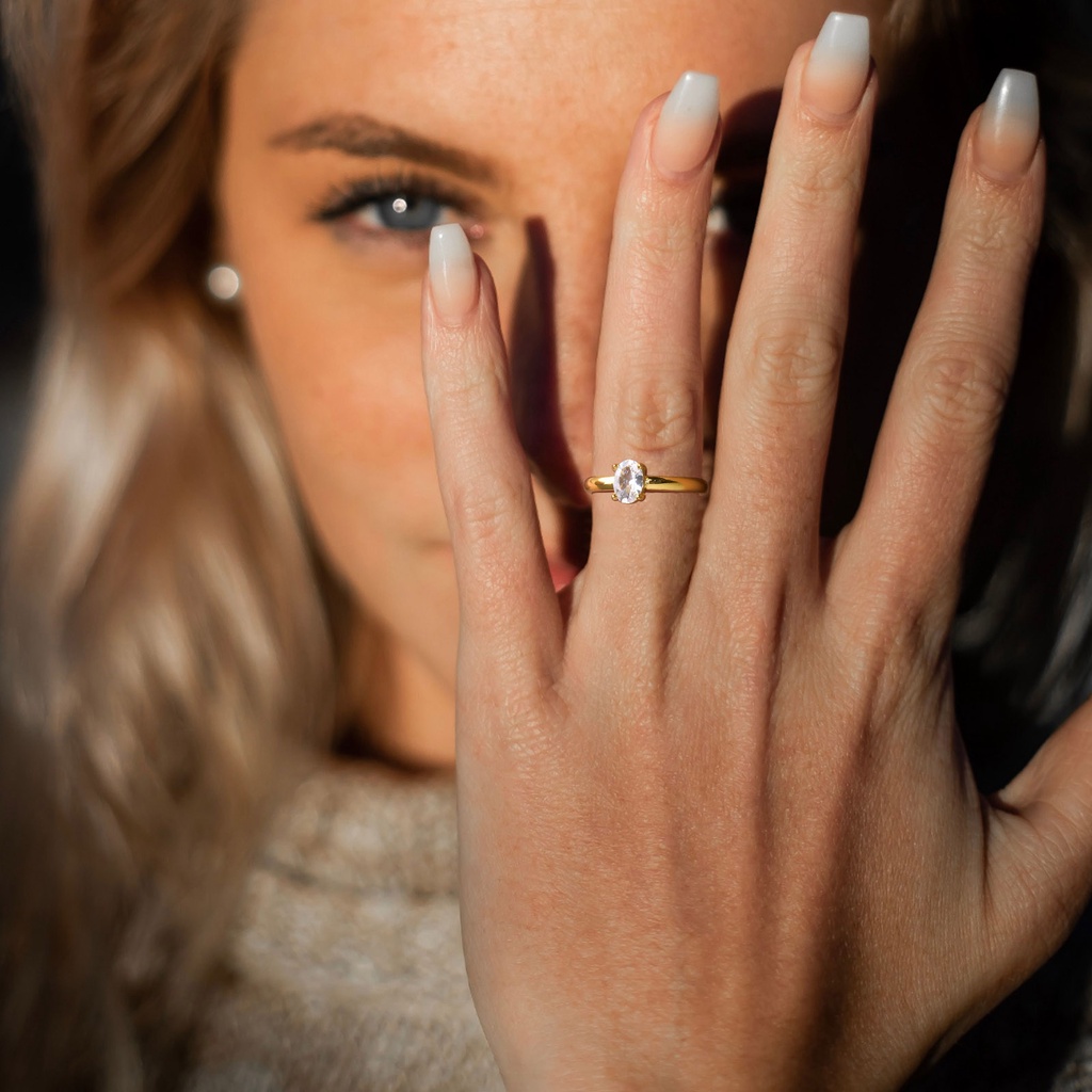 Vnox Nhẫn Đính Hôn Đính Đá Zircon CZ Cho Nữ