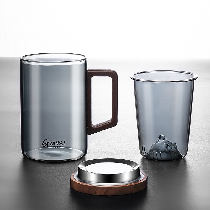 Tách Trà Bằng Thủy Tinh Borosilicate Cao Có Bộ Lọc Trà Hoa Chính Hãng