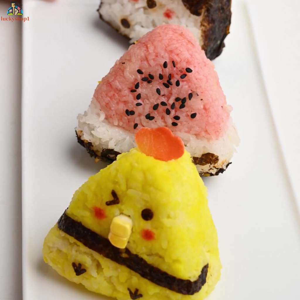 Khuôn Bento Hình Tam Giác Họa Tiết Hoạt Hình Dễ Thương DIY