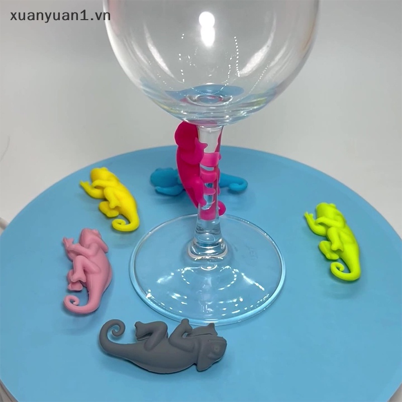 Set 6 Nhãn Đánh Dấu Chai Rượu Bằng Silicon Co Giãn Tiện Dụng