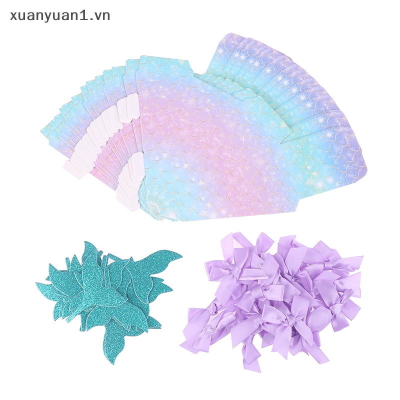 Set 10 Hộp Giấy Đựng Kẹo Hình Đuôi Nàng Tiên Cá