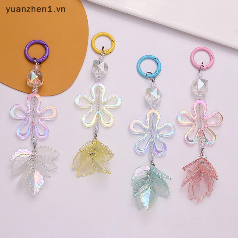 Móc Chìa Khóa Xe Hơi Bằng Acrylic Mạ Màu Hình Hoa Năm Cánh Sáng Tạo