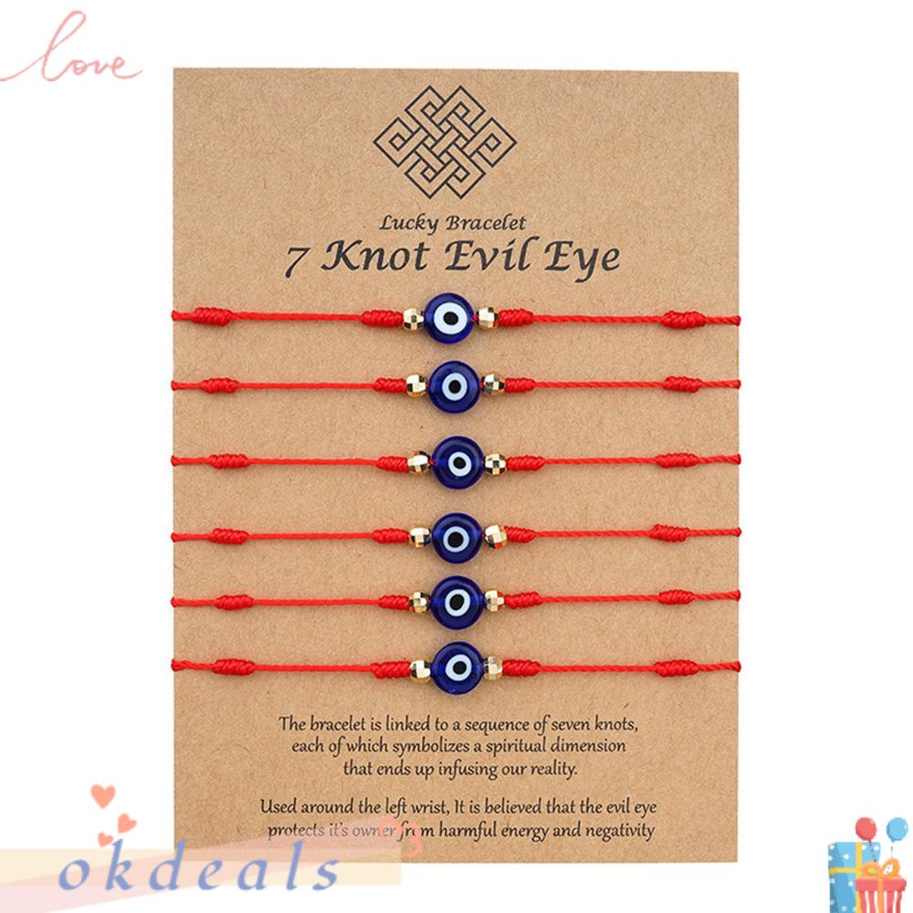 Bộ 6 Vòng Tay Mắt Quỷ Màu Đỏ Có Thể Điều Chỉnh Cho Cặp Đôi