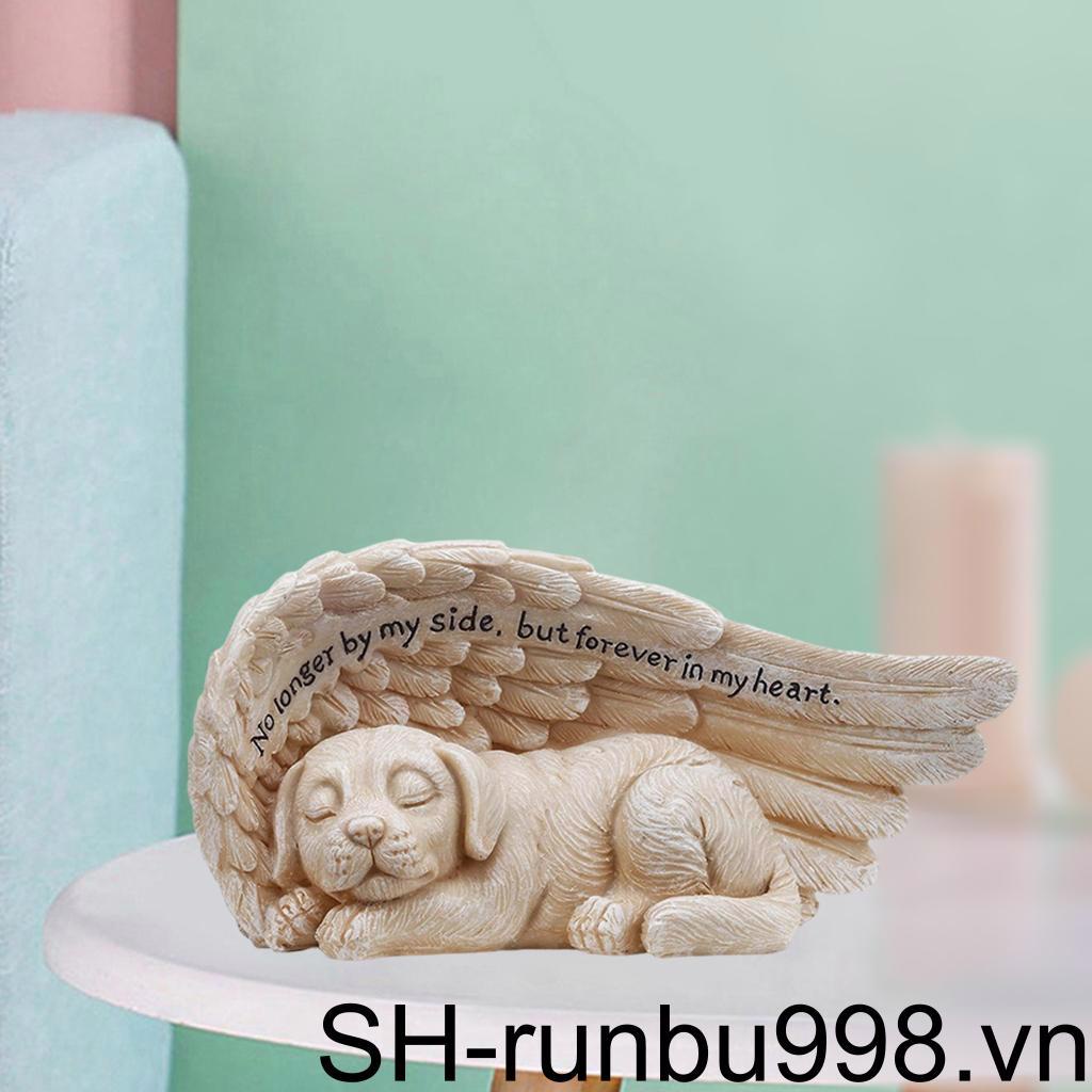 Tượng Mô Hình Chó Asleep in Angel 'S Tribute Trang Trí Nhà Cửa