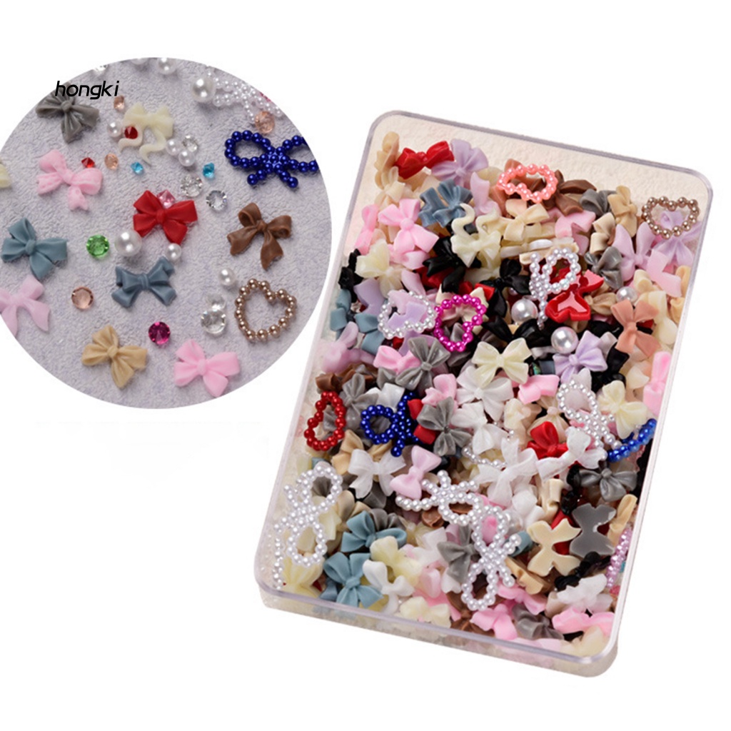 1 Hộp 50g Băng Trang Trí Móng Tay Nghệ Thuật Tạo Hình Nơ 3D Xinh Xắn