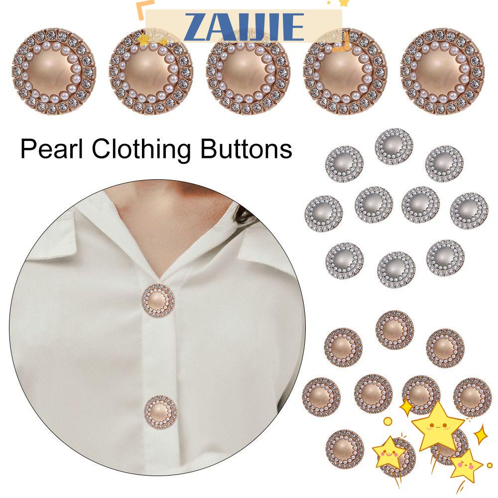 ZAIJIE24 Bộ 10 Nút May Quần Áo Đính Đá Lấp Lánh Chất Lượng Cao