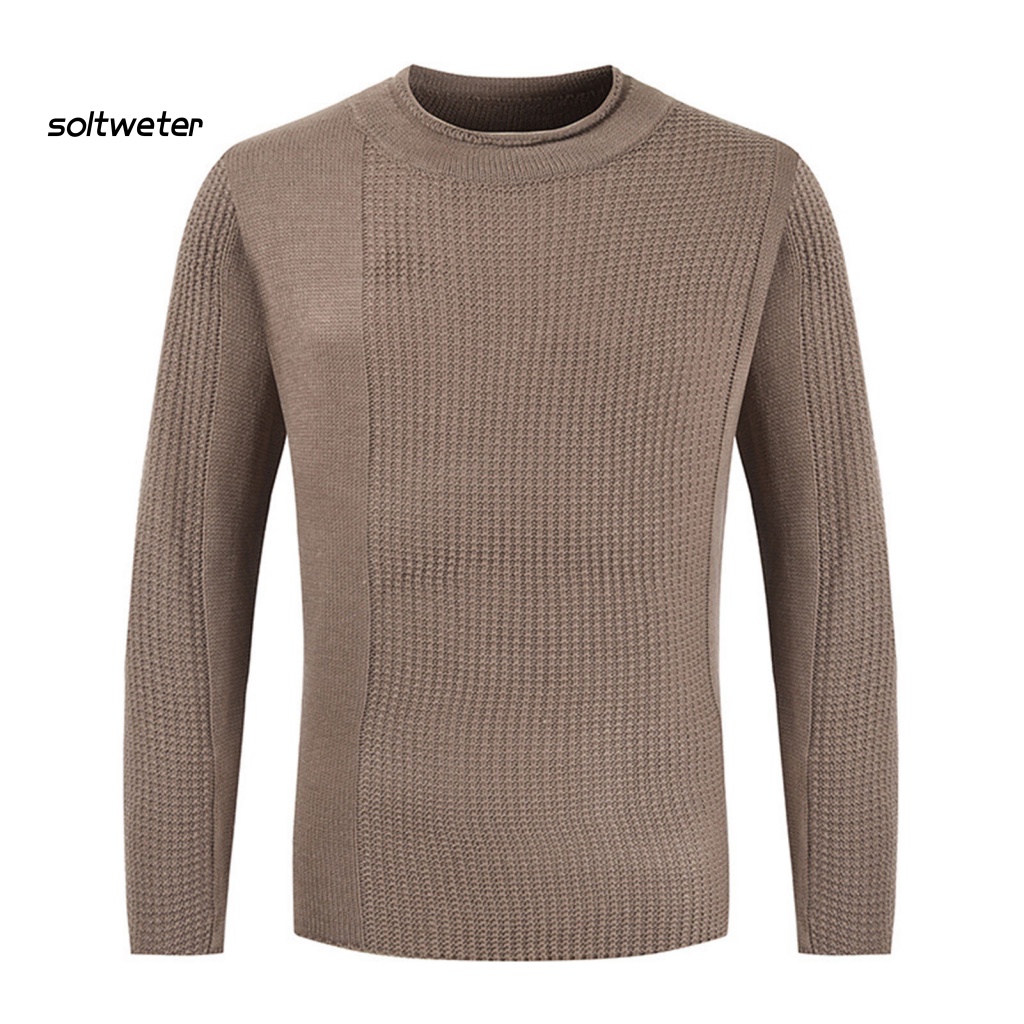 Áo Sweater Dệt Kim Tay Dài Cổ Tròn Màu Sắc Đơn Giản Thời Trang Thu Đông Cho Nam