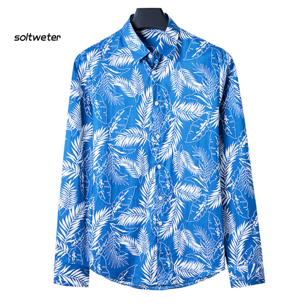 Áo Sơ Mi Tay Dài Cổ Bẻ Chất Liệu Mềm Thoáng Khí In Họa Tiết Hoa Thời Trang Mùa Thu Cho Nam