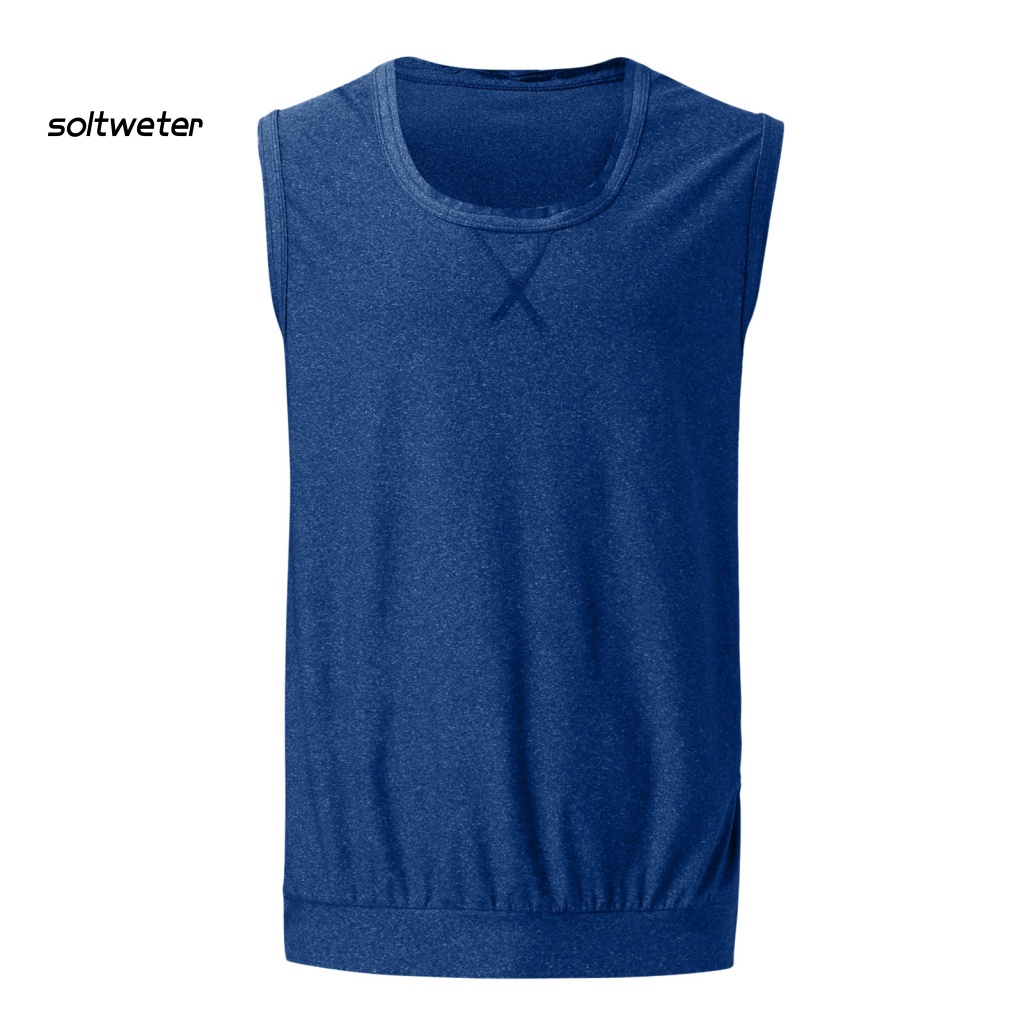 Áo Ba Lỗ Cổ Tròn Màu Trơn Mau Khô Thời Trang Mùa Hè Cho Nam