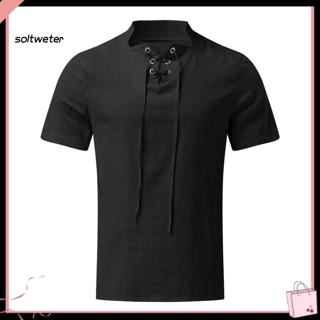 Áo nam Cổ Chữ V Cột Dây Đơn Giản Thời Trang Mùa Hè