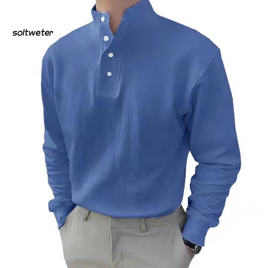 Áo Sơ Mi Cổ Đứng Màu Trơn Cài Nút Thời Trang Mùa Hè Cho Nam