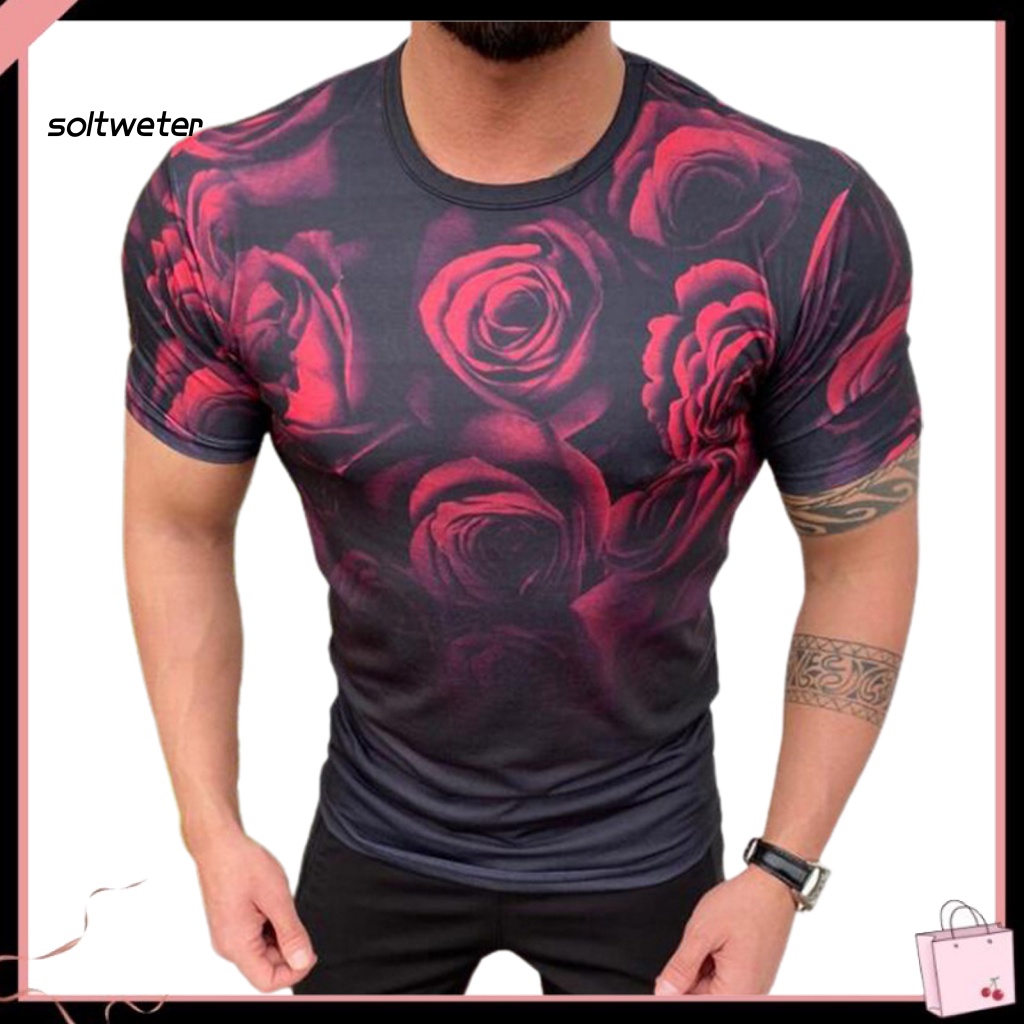 Áo Thun Tay Ngắn Cổ Tròn Màu Gradient Thời Trang Mùa Hè Cho Nam