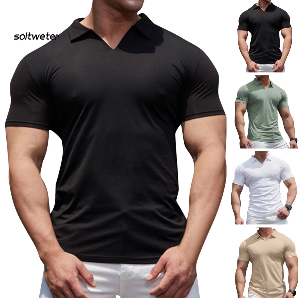 Áo Thun Cổ Chữ V Màu Sắc Đơn Giản Cho Nam