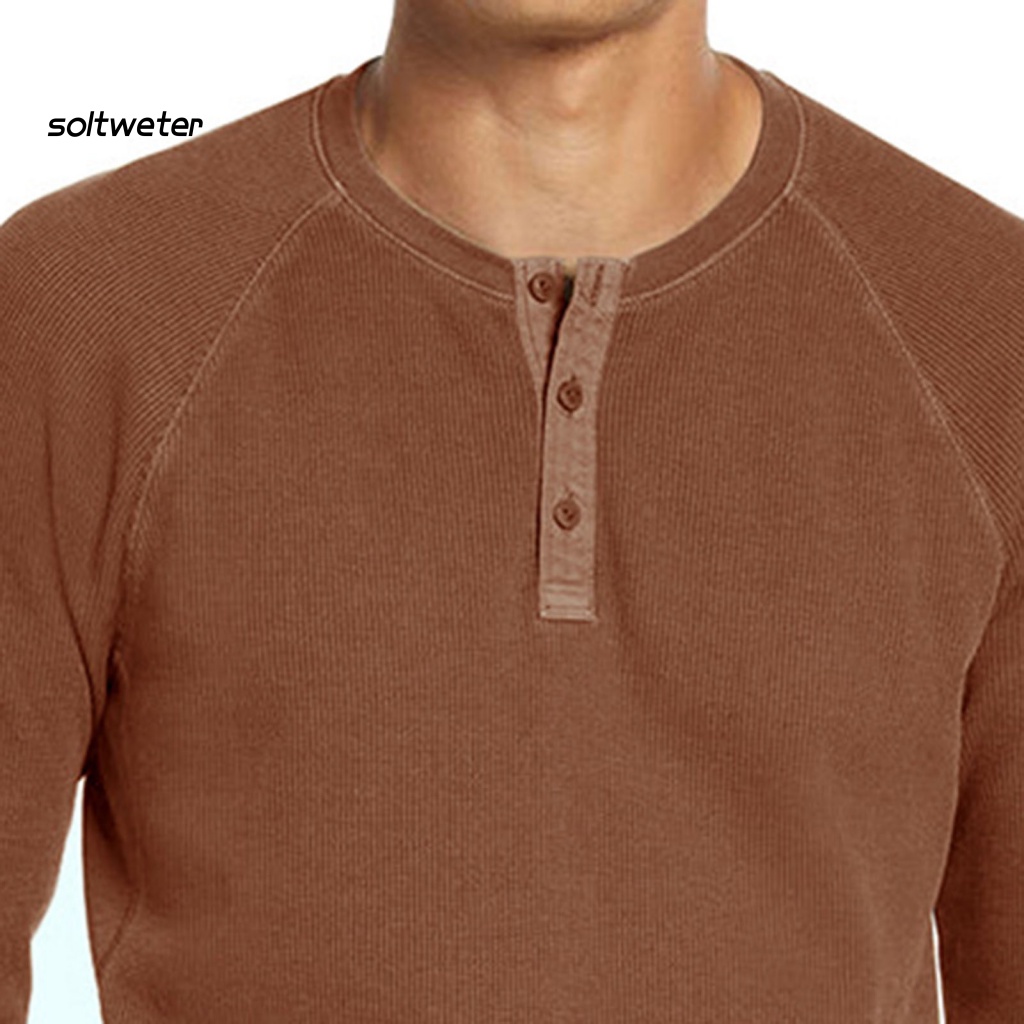 Áo nam Tay Dài Cổ Tròn Màu Trơn Cài Nút Chữ O Khô Nhanh Chống Mài Mòn Chống Rơi Vỡ Dễ Phối Đồ