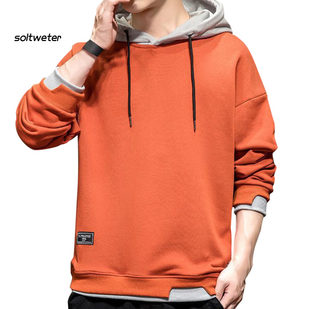 Áo Hoodie Mùa Thu Dày Dặn Dáng Suông Có Dây Rút Tay Dài Màu Tương Phản Cho Nam Mặc Hàng Ngày