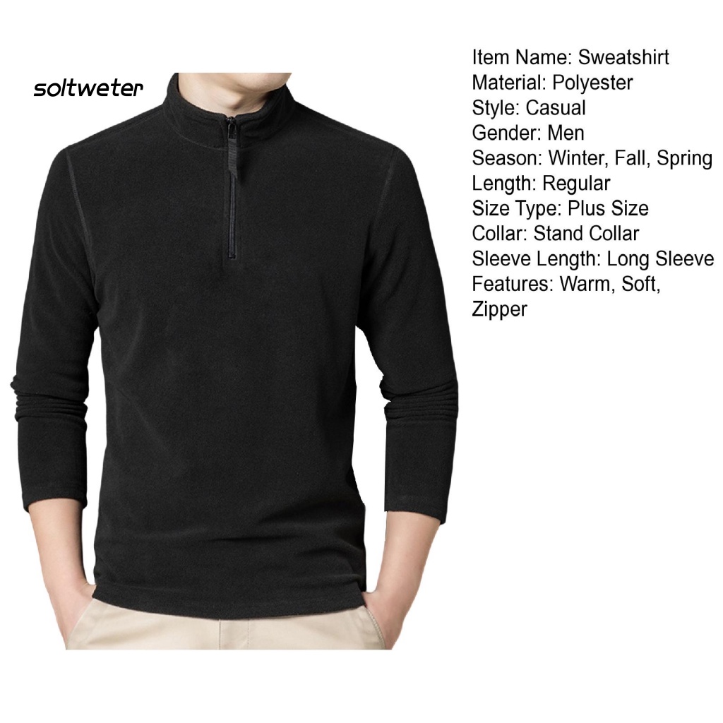 Áo Nỉ Mềm Mại Tay Dài Cổ Đứng Màu Trơn Có Khóa Kéo Giữ Ấm Mùa Thu Cho Nam